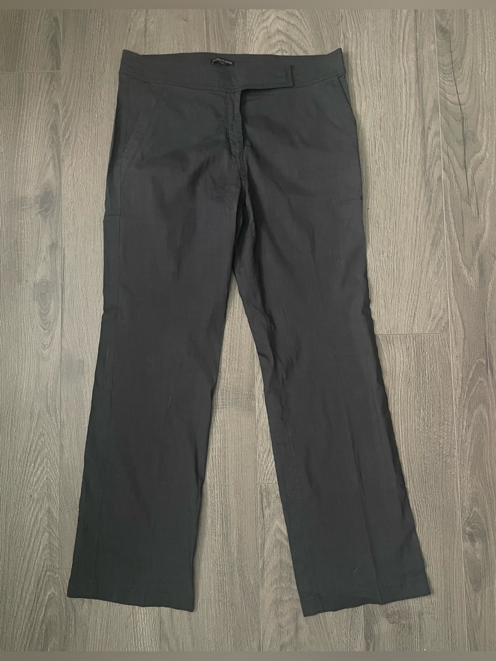 Eileen Fisher Women Dress Pants L Gray Straight Leg Linen Blend Business Casual